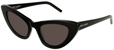 Shop Saint Laurent Sl213 Lily 013 Cat Eye Sunglasses In Grey