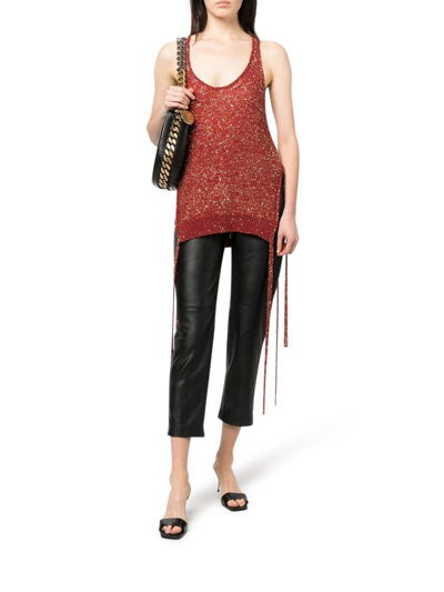 Shop Stella Mccartney Tank Top With Sequins In Brown