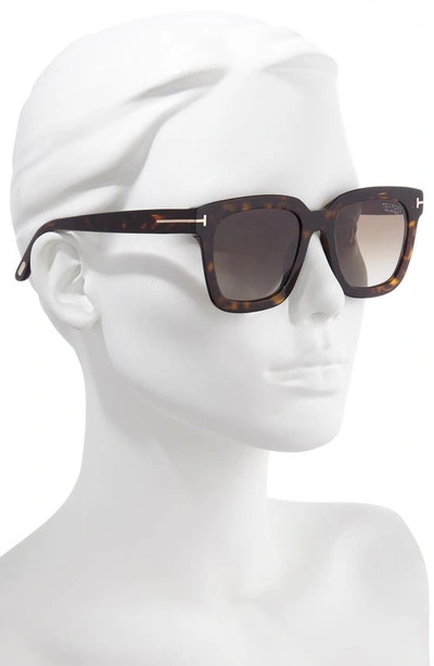 Shop Tom Ford Sari 52mm Square Polarized Sunglasses In Dark Havana/ Brown