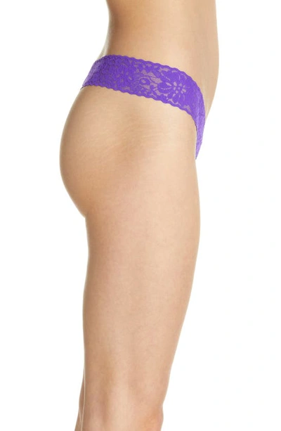 Shop Hanky Panky Daily Lace Low Rise Thong In Electric Purple