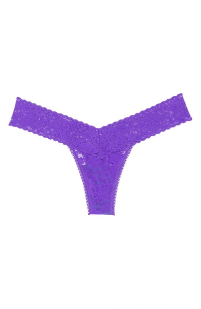 Shop Hanky Panky Daily Lace Low Rise Thong In Electric Purple