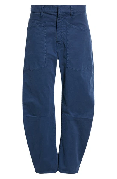 Shop Nili Lotan Shon Stretch Cotton Pants In Marine Blue