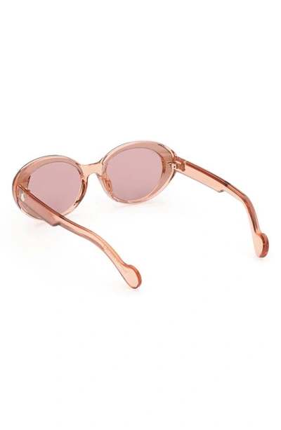 Shop Moncler 60mm Oval Sunglasses In Shiny Pink / Mirror Violet
