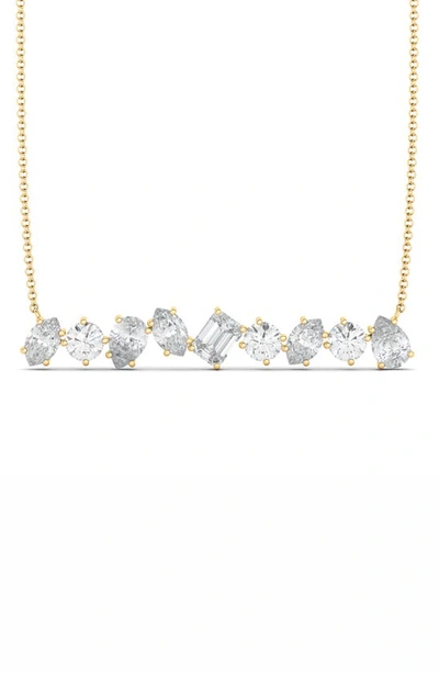 Hautecarat Mixed Lab Created Diamond Bar Pendant Necklace In 18k Yg