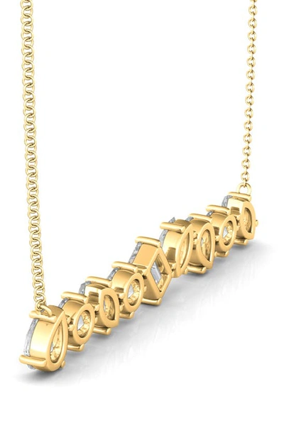 Hautecarat Mixed Lab Created Diamond Bar Pendant Necklace In 18k Yg