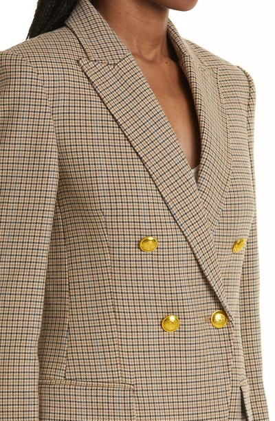 Shop A.l.c Sedgwick Ii Plaid Double Breasted Blazer In Brown/ Teal/ Bordeaux