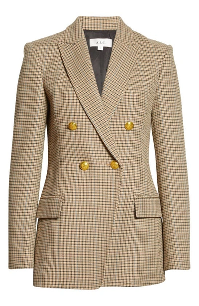 Shop A.l.c Sedgwick Ii Plaid Double Breasted Blazer In Brown/ Teal/ Bordeaux