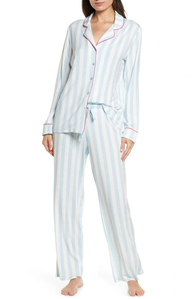Shop Nordstrom Moonlight Eco Pajamas In Blue Falls Even Stripe