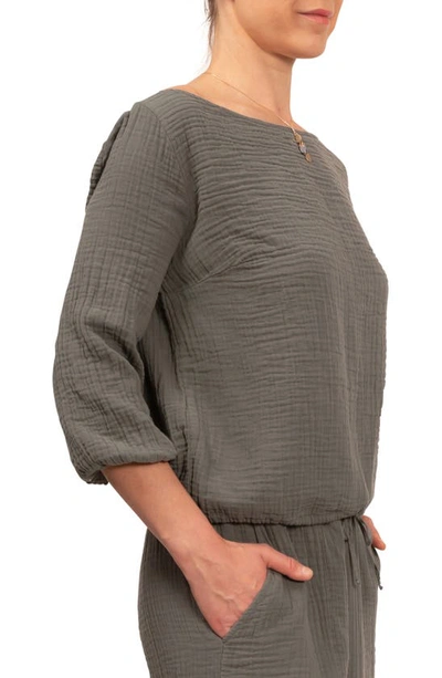 Shop Everyday Ritual Penny Gauze Lounge Top In Military
