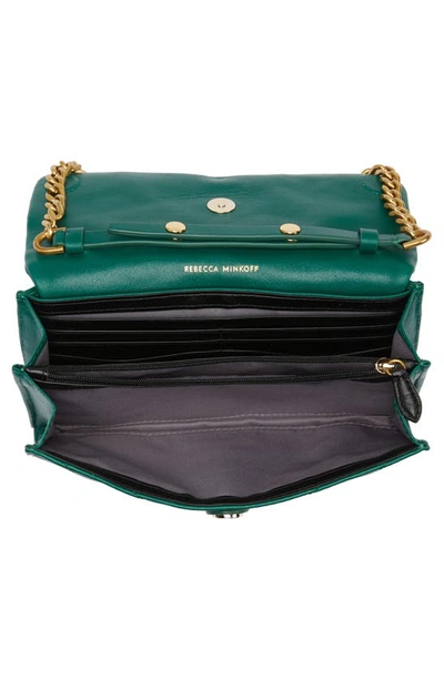 Shop Rebecca Minkoff Edie Quilted Leather Wallet On A Chain In Emerald
