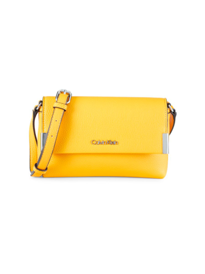 Shop Calvin Klein Women's Foldover Crossbody Bag In Mango