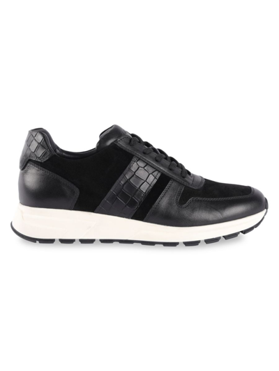 Shop Vellapais Men's Suede & Leather Sneakers In Black