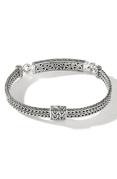 Shop John Hardy Classic Chain Hammered Id Bracelet In Silver