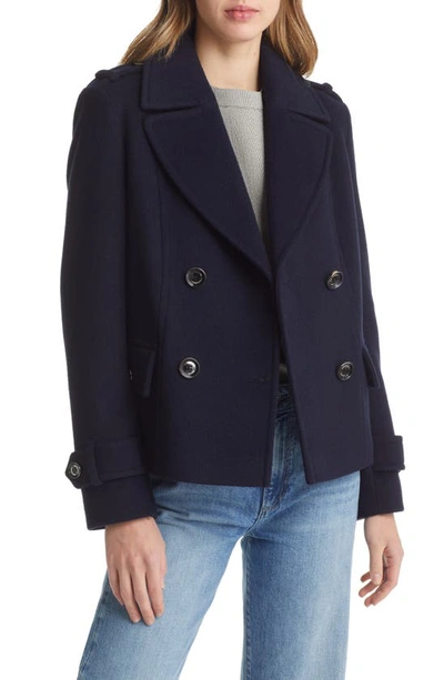 double breasted wool blend peacoat sam edelman