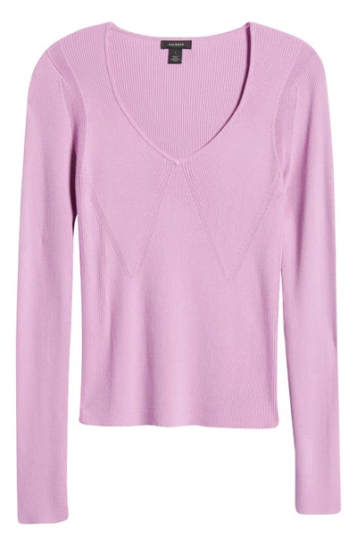 Halogen V-neck Sweater In Pink Tulle