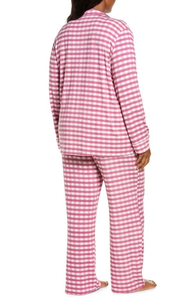Shop Nordstrom Moonlight Eco Knit Pajamas In Purple Mellow Gingham