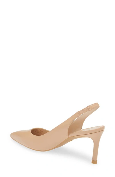 Shop Stuart Weitzman Linsi Pointed Toe Slingback Pump In Adobe