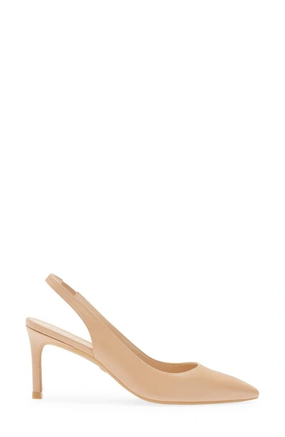 Shop Stuart Weitzman Linsi Pointed Toe Slingback Pump In Adobe