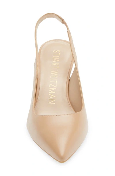 Shop Stuart Weitzman Linsi Pointed Toe Slingback Pump In Adobe