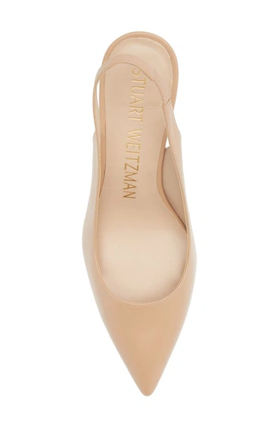 Shop Stuart Weitzman Linsi Pointed Toe Slingback Pump In Adobe