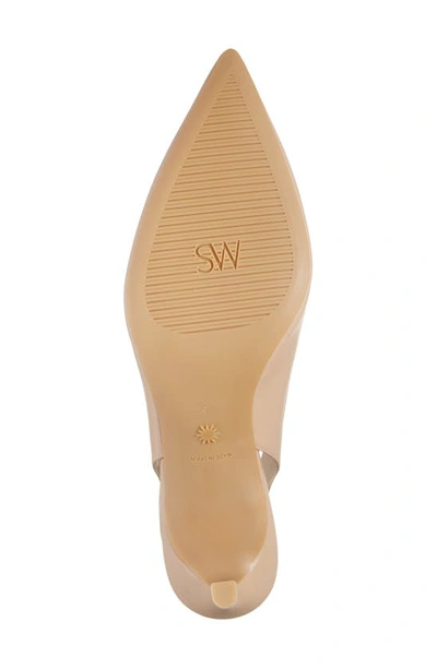 Shop Stuart Weitzman Linsi Pointed Toe Slingback Pump In Adobe