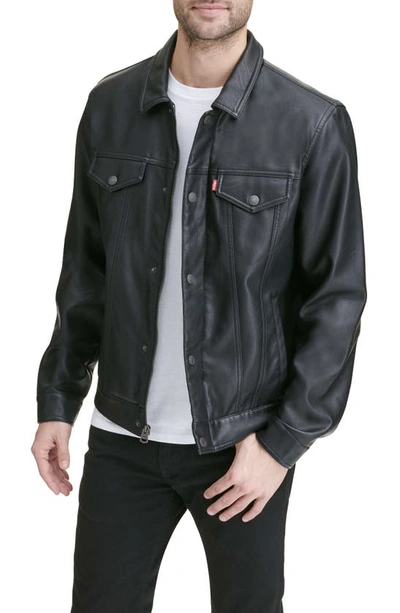 Levi's men's smooth lamb touch shop faux leather classic trucker jacket