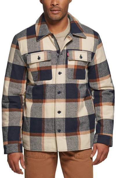 Shop Levi's Quilt Lined Cotton Shacket In Skater Plaid