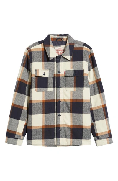 Shop Levi's Quilt Lined Cotton Shacket In Skater Plaid