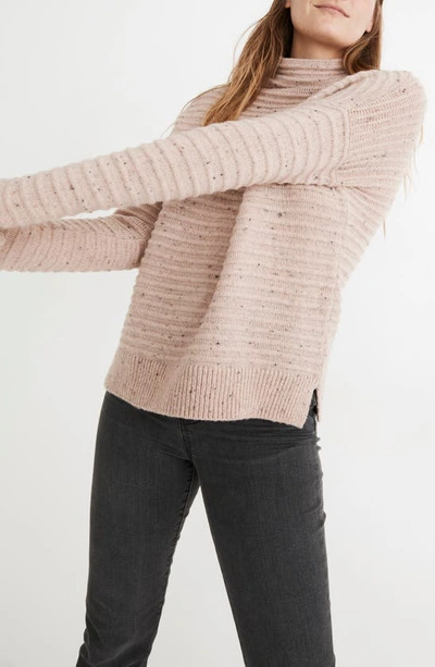 Shop Madewell Belmont Donegal Mock Neck Sweater In Donegal Blush