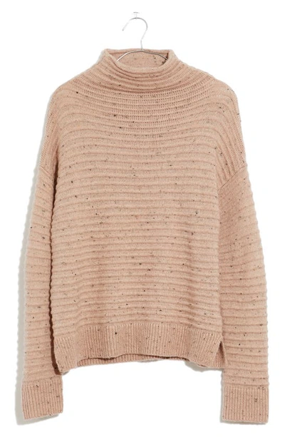 Shop Madewell Belmont Donegal Mock Neck Sweater In Donegal Blush