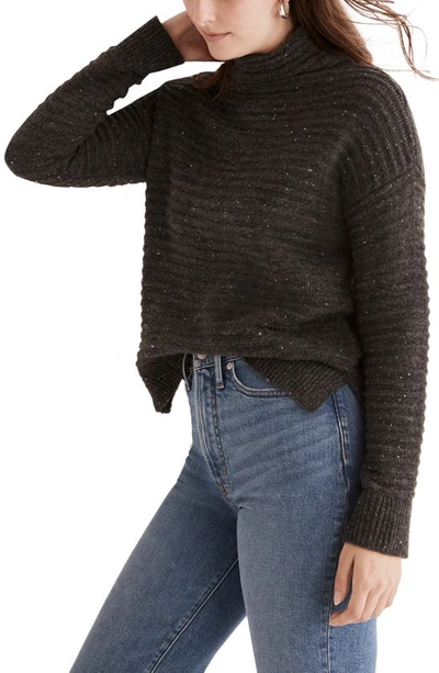 Shop Madewell Belmont Donegal Mock Neck Sweater In Donegal Thunder