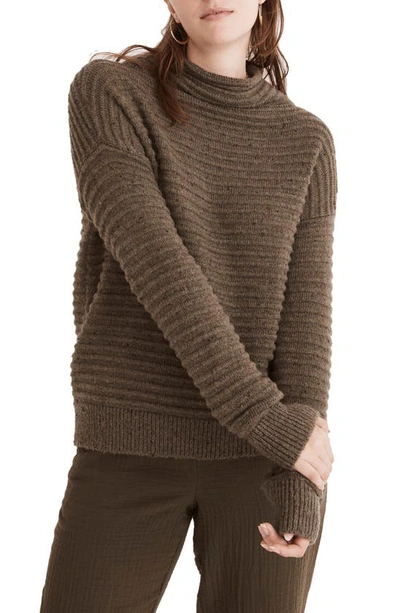 Shop Madewell Belmont Donegal Mock Neck Sweater In Donegal Forest