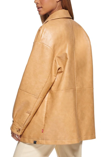Shop Levi's Oversize Faux Leather Relaxed Jacket In Tan