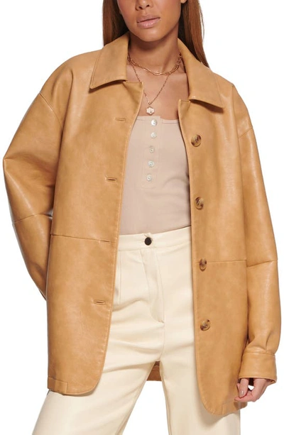 Shop Levi's Oversize Faux Leather Relaxed Jacket In Tan