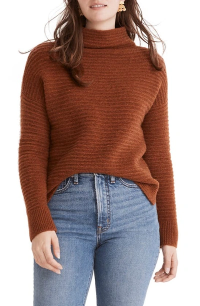 Shop Madewell Belmont Mock Neck Sweater In Heather Afterglow