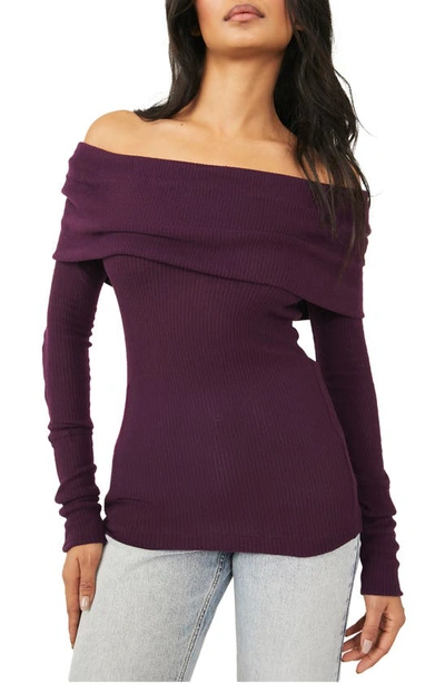 Snowbunny off the shoulder long sleeve tee hot sale