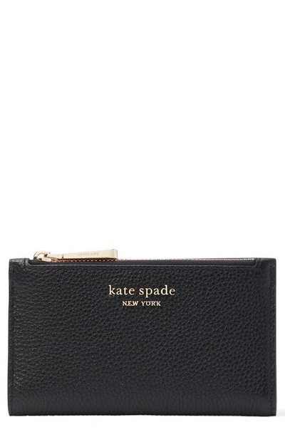 Shop Kate Spade Bradley Pebbled Leather Bifold Wallet In Black