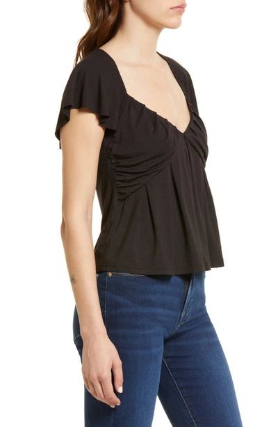 Shop Frame Gathered Cap Sleeve Blouse In Noir