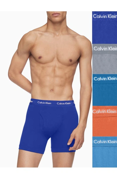 Shop Calvin Klein 5-pack Boxer Briefs In Work Blue/o