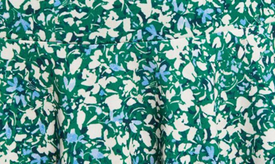 Shop Vince Camuto Floral Print Ruched V-neck Dress In Green