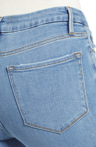 Frame Le Crop Mini Boot Stagger Raw Hem Crop Bootcut Jeans In Tidepool Worn