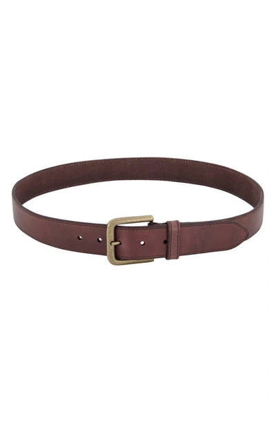 Shop Frye Leather Belt In Brown And Antique Brass