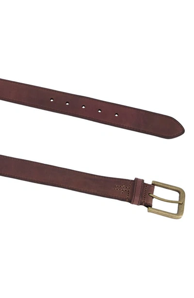 Shop Frye Leather Belt In Brown And Antique Brass