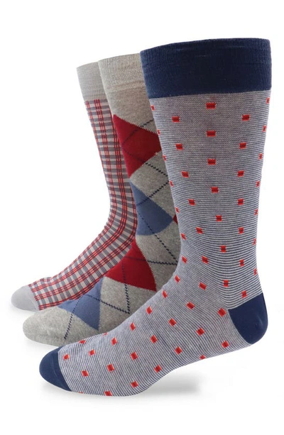 Shop Lorenzo Uomo 3-pack Assorted Socks In Navy
