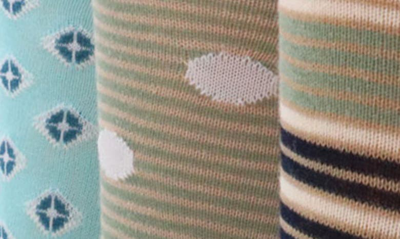 Shop Lorenzo Uomo 3-pack Assorted Stripe Cotton Blend Dress Socks In Sage
