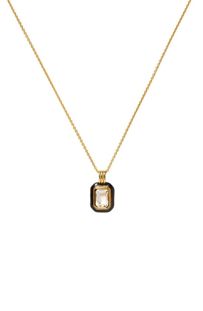 Shop Missoma Stone & Enamel Pendant Necklace In Black/ Gold