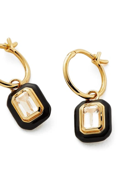 Shop Missoma Stone & Enamel Charm Hoop Earrings In Black/ Gold