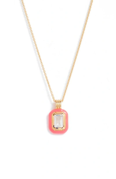 Shop Missoma Stone & Enamel Pendant Necklace In Pink/ Gold