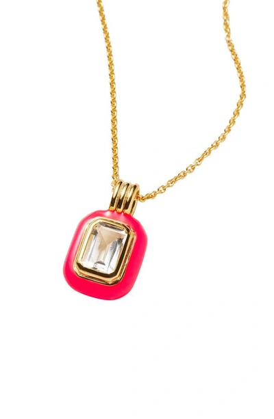 Shop Missoma Stone & Enamel Pendant Necklace In Pink/ Gold