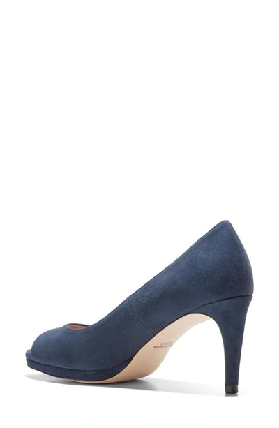 Cole Haan Drado Peep Toe Pump In Navy Blazer Suede